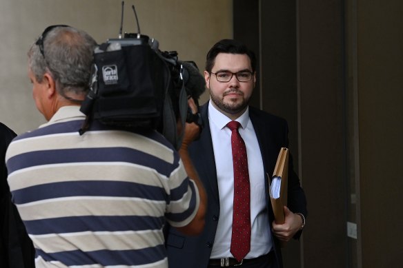 Bruce Lehrmann outside the Federal Court in Sydney on Friday.