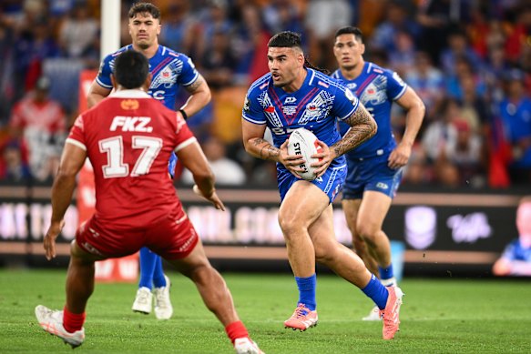 Terrell May in action for Samoa against Tonga at the 2025 Pacific Championships.