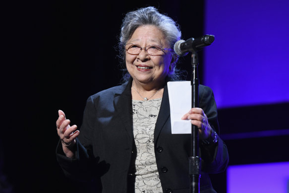 Hiroshima survivor Koko Kondo is honoured at the Tribeca Film Festival in New York City in 2018.