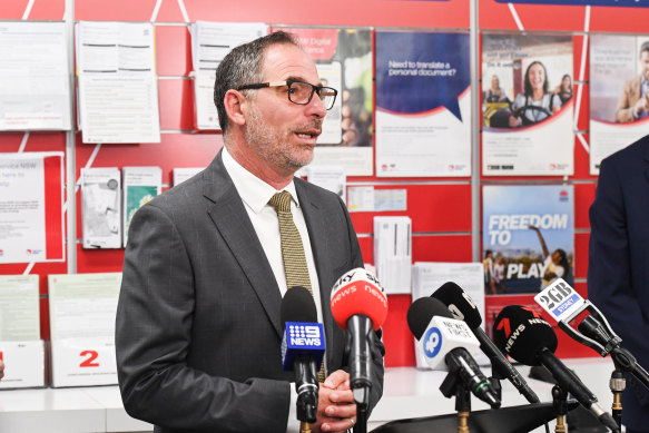 Customer Service Minister Jihad Dib said Service NSW was operating with about 4950 staff, an extra 2000 people compared with 2019 levels. 