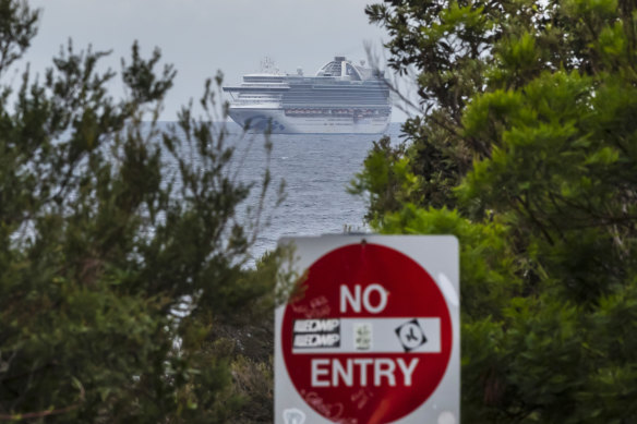 The controversial Ruby Princess off Botany Bay on Thursday.
