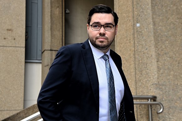 Bruce Lehrmann outside the Federal Court in Sydney on Wednesday.