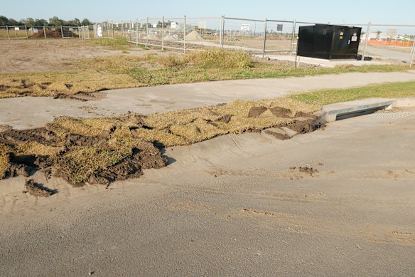 Dirt running into a drain at the North Harbour development. 