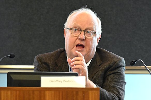Geoffrey Watson, SC, giving evidence to Queensland’s Commission of Inquiry into the CFMEU on Wednesday.