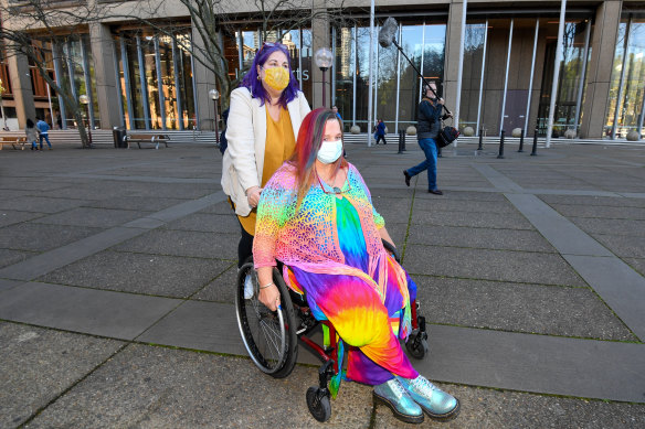 Leisl Smith’s mother Sandi Harvey leaves court on Friday.