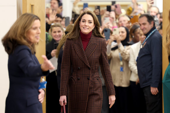 Catherine, Princess of Wales during a visit to The Royal Marsden Hospital in London on Tuesday.