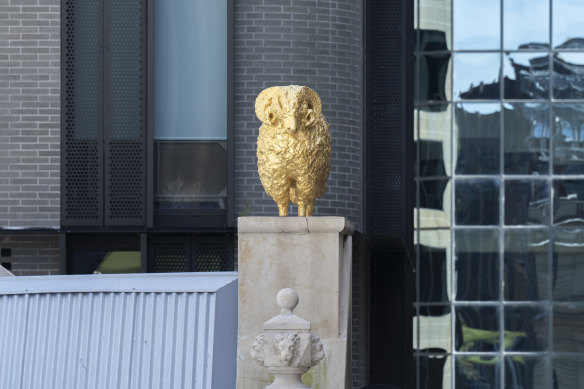 A replica of a gold ram found in the basement of the AMP Building. 