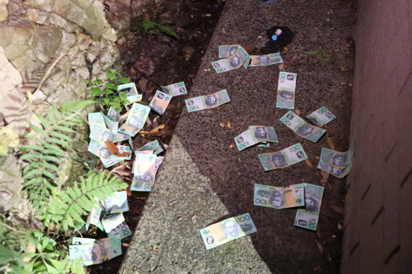 Cash found at the Ourimbah home.
