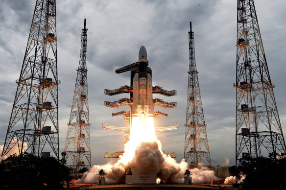 India launches its unmanned moon orbiter Chandranyaan-2 in 2019.
