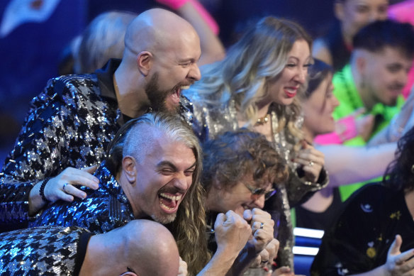 A Comm Games with Eurovision pike? Australia’s Voyager  during the vote count at the grand final of the Eurovision song contest in Liverpool, England, in May this year.