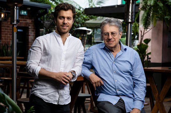 Bruce Solomon (right), with son Elliot.