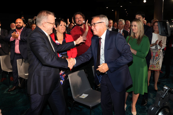 Wayne Swan and Anthony Albanese in 2022.
