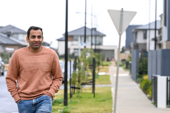 Praveen Mandala bought his block in the Woodlea Estate when it launched in 2015 and says prices are now “shooting up”. He loves living in the development. 