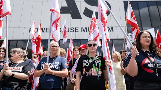 Union members gather at the Powerhouse on Thursday. 