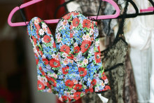 A floral bustier at the showroom of Cadolle, a company that has been making custom lingerie for almost 140 years, in Paris
