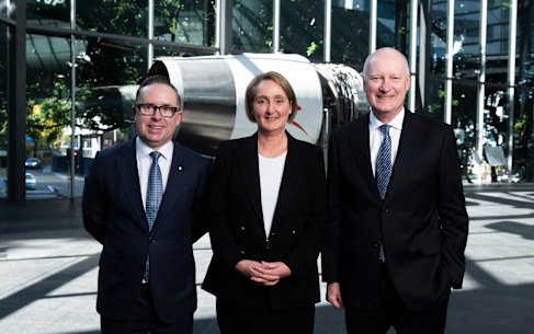 Qantas chair Richard Goyder’s (right) public announcement on Tuesday of new CEO Vanessa Hudson (left) went well, mostly,