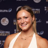  Maddison Levi poses with the Shawn Mackay Award for Women’s Sevens Player of the Year Award during the 2024 Rugby Australia Awards 