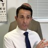 Opposition Leader David Crisafulli announcing the doctors’ payroll tax policy at a Windsor GP’s surgery on Sunday.