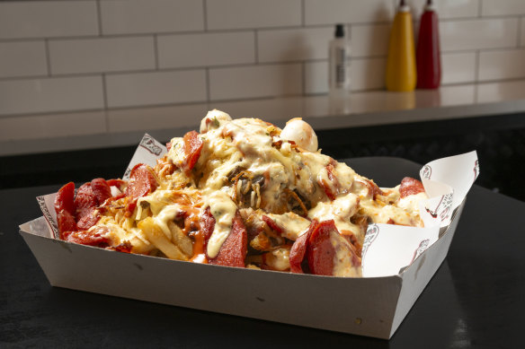 Crazy fries with beef brisket.