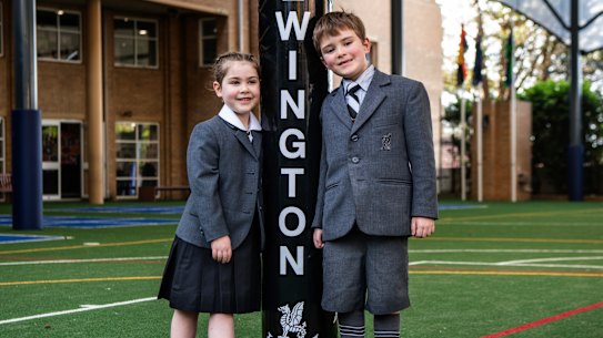 Newington College will become co-educational in kindergarten and year 5 from next year. Pictured is Autumn Gruber, who will start alongside her older brother Patton.