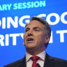 Defence Minister Richard Marles speaks during the 21st Shangri-La Dialogue summit in Singapore on Saturday.