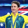 Cameron McEvoy after winning gold in the men’s 50m freestyle at the Paris Olympics. 