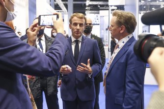 French President Emmanuel Macron at the G20, taking questions from Australian journalists.