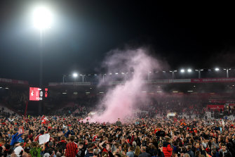 Bournemouth fans celebrate their return to the Premier League.
