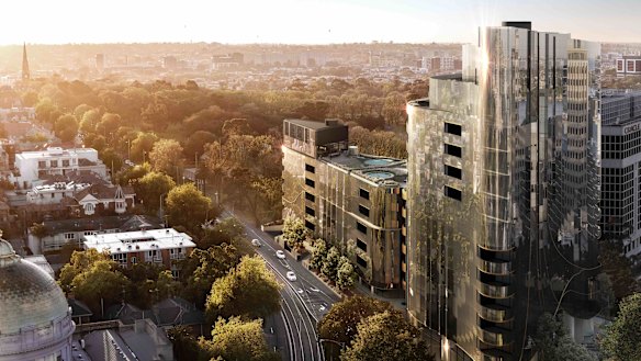 The building’s sales pitch includes high-tech security features such as face, fingerprint and voice recognition.