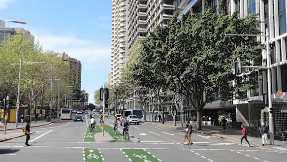 A render of the cycleway on Liverpool Street.
