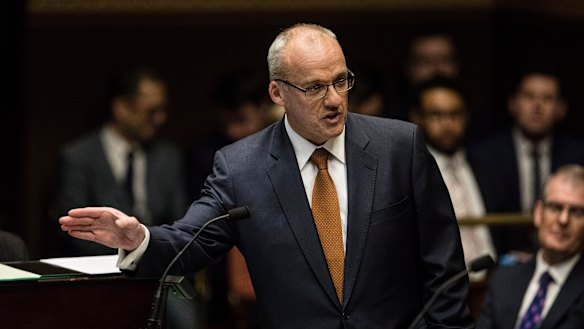 NSW opposition leader Luke Foley delivers his budget reply speech on Thursday. 