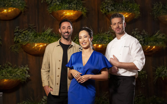Judges Andy Allen, Melissa Leong and Jock Zonfrillo have adopted social distancing measures in the latest episodes of MasterChef. 