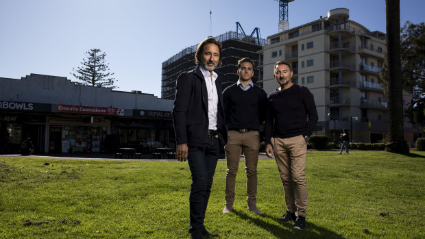 Allen, Julian and John Sammut are behind a proposed development adjacent to Monro Park in Cronulla.