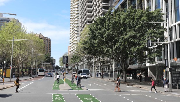 A render of the cycleway on Liverpool Street.