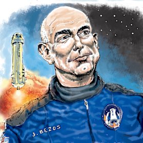 Jeff Bezos and the New Shepard rocket.