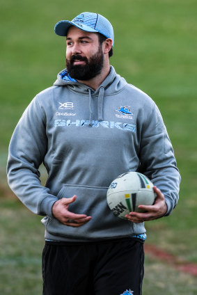 Shire thing: Aaron Woods after signing for the Sharks on Tuesday.