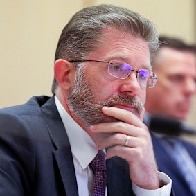 President of the Senate Scott Ryan during an estimates hearing at Parliament House in Canberra in March. 