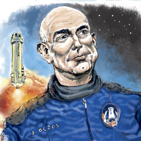 Jeff Bezos and the New Shepard rocket.