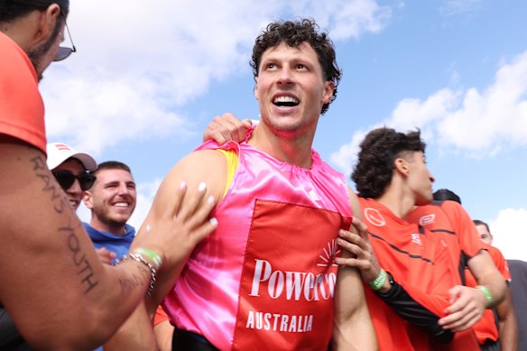 John Evans celebrates his win.
