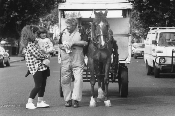 Port Melbourne milkman Claude Butcher in 1988.