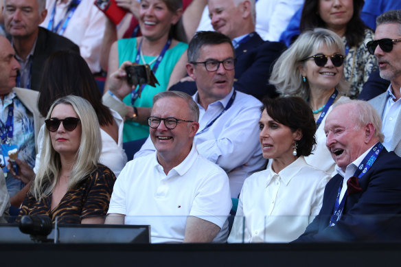 Prime Minister Anthony Albanese at the Australian Open ahead of the men’s singles final on Sunday night.