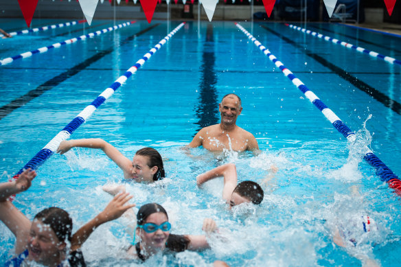 Gary Dardengo enjoys a much anticipated swim at the newly reopened Lismore Memorial Baths.