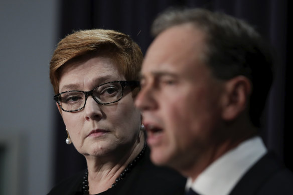 Minister for Foreign Affairs Marise Payne and Minister for Health Greg Hunt.