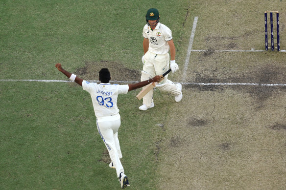 Nathan McSweeney after his second innings duck against India.