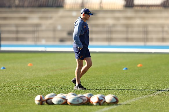 Wallabies head coach Joe Schmidt at training on Thursday in Melbourne ahead of the second Test. 