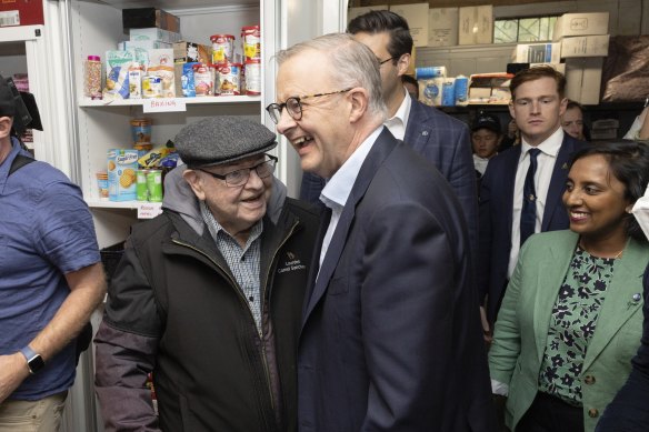 Father Bob Maguire with Anthony Albanese.