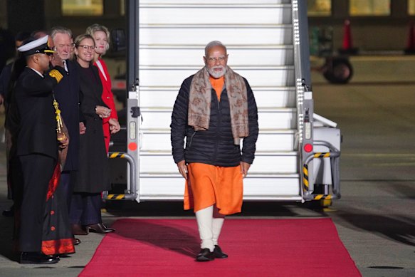 India’s Prime Minister Narendra Modi arrived at Melbourne Tullamarine Airport yesterday night.