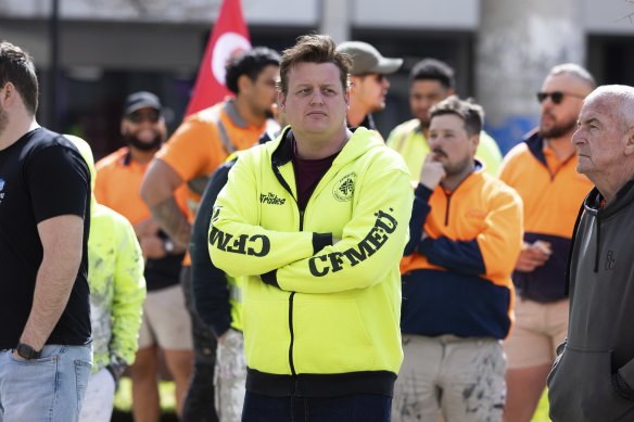 CFMEU national secretary Zach Smith at Woden Town Square in Canberra.