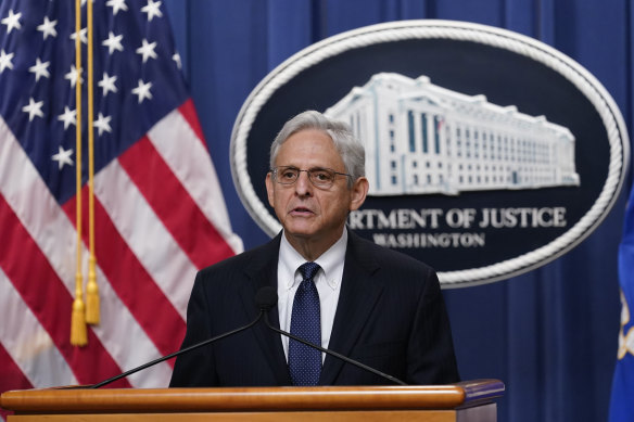 Attorney-General Merrick Garland speaks at the Justice Department about the raid on Trump’s estate.