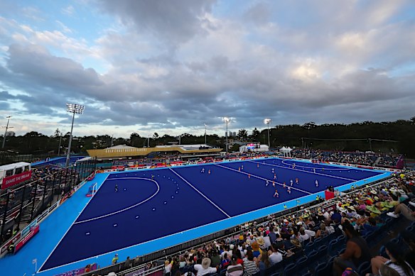 The Gold Coast Hockey Centre during the 2018 Commonwealth Games.